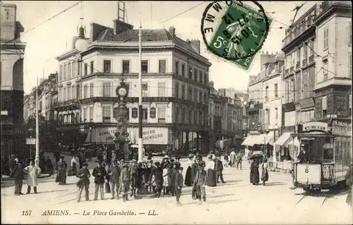 Ak Amiens Somme, Place Gambetta