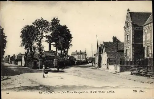 Ak Le Crotoy Somme, Rue Desgardins und Rue Florentin Lefils