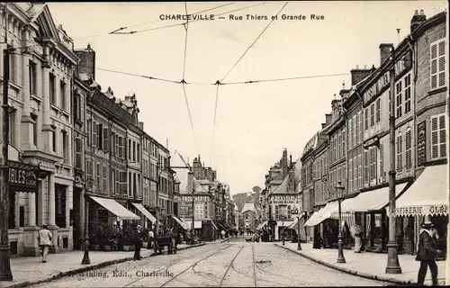 Ak Charleville Mézières Ardennes, Rue Thiers und Grande Rue
