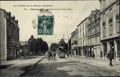 Ak Charleville Mézières Ardennes, Boulevard des Deux-Villes