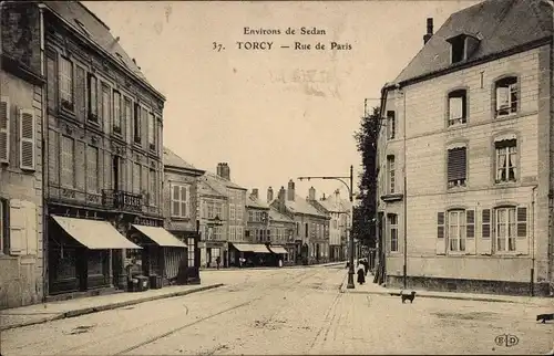 Ak Saloon Torcy Ardennes, Rue de Paris