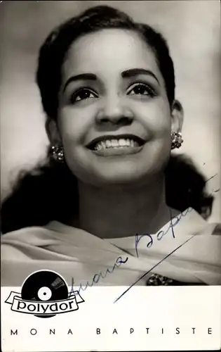 Ak Sängerin und Schauspielerin Mona Baptiste, Portrait, Polydor Schallplatten, Autogramm