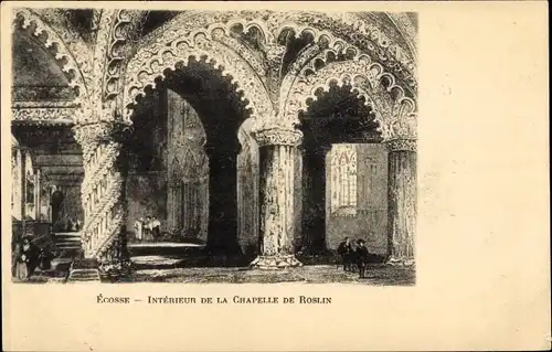 Künstler Ak Roslin Schottland, Interieur de la Chapelle