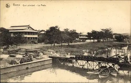 Ak Boma Belgisch-Kongo DR Kongo Zaire, Hauptkai, La Poste