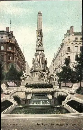 Ak Lyon Rhône, Monument Carnot