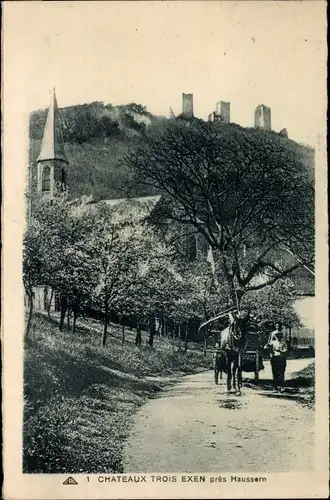 Ak Eguisheim Egisheim Elsass Haut Rhin, Chateaux Trois Exen