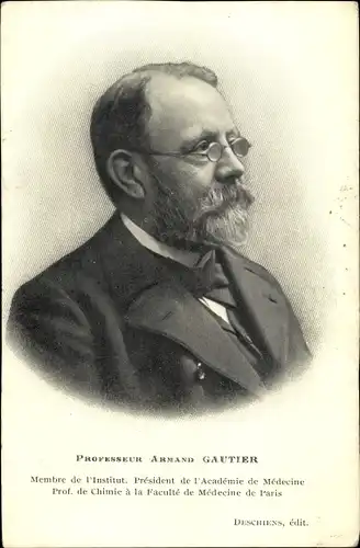 Ak Chemiker Armand Gautier, Portrait