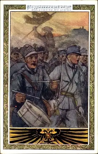 Künstler Lied Ak Prinz Eugenius, Kuk Soldaten, Kriegsausmarsch, Deutscher Schulverein 641