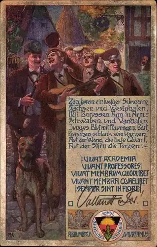 Studentika Künstler Ak Feiernde Studenten, Vivat Academia, Gitarre