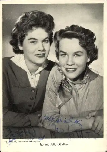 Ak Schauspielerinnen Isa und Jutta Günther, Portrait, Autogramm