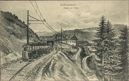 Ak Telfes im Stubai Tirol, Stubaitalbahn, Landschaft