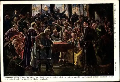 Künstler Ak Skramlík, Čáslav Tschaslau Mittelböhmen, Versammlung 1421