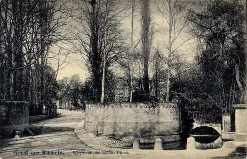 Ak Mücheln Geiseltal, Weg nach Schloß St. Ulrich, Kanalpartie