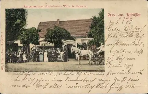 Ak Schönfließ Mühlenbecker Land Oberhavel, Restaurant zum musikalischen Wirth