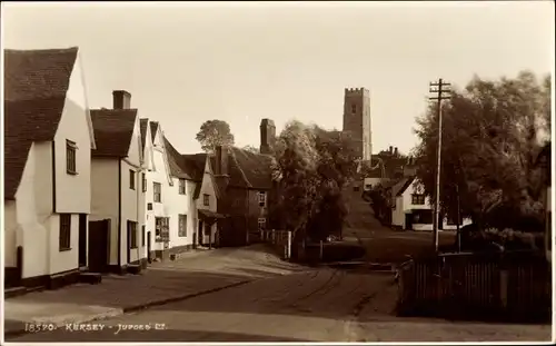 Ak Kersey Suffolk England, Straßenansicht, Kirche