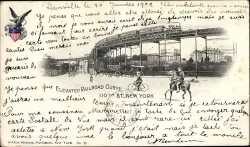 Ak New York City USA, Hochbahnkurve
