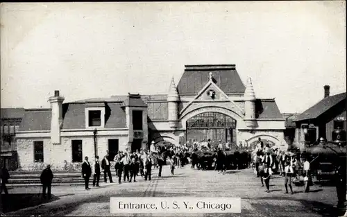 Ak Chicago Illinois USA, Union Stockyards Gate, Eingang