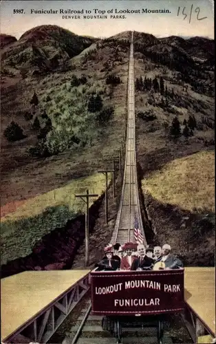 Ak Georgia USA, Standseilbahn zum Gipfel des Lookout Mountain, Park