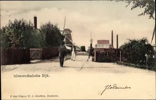 Ak Dordrecht Südholland Niederlande, 's Gravendeelsche Diujk, Windmühle