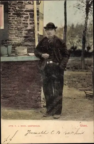 Ak Goes Zeeland Niederlande, Mann in Tracht