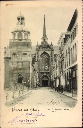 Ak Goes Zeeland Niederlande, Teilansicht, Kirche