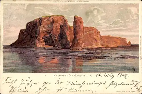 Künstler Litho Biese, C., Helgoland in Schleswig Holstein, Nordspitze