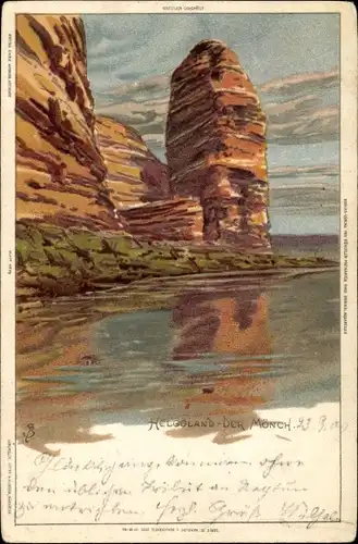 Künstler Litho Biese, C., Nordseeinsel Helgoland, Der Mönch vom Wasser gesehen