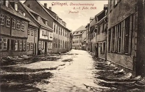 Ak Göttingen in Niedersachsen, Überschwemmung 4-6. Februar 1909, Ansicht aus der Neustadt