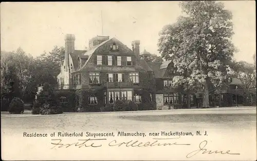 Ak Allamuchy New Jersey USA, Wohnhaus von Rutherfurd Stuyvesant