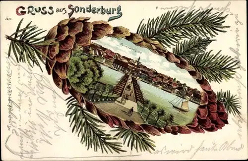 Tannenzapfen Litho Sønderborg Sonderburg Dänemark, Pontonbrücke
