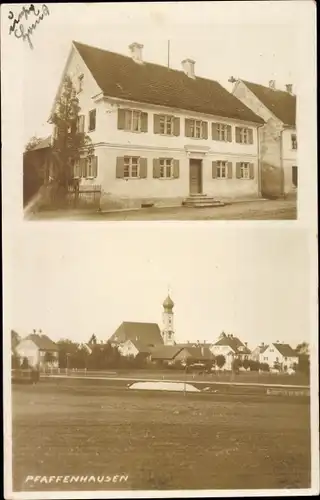 Foto Ak Pfaffenhausen in Oberschwaben Unterallgäu, Blick auf den Ort, Wohnhäuser, Kirche