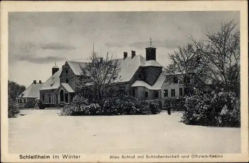 Ak Schleißheim in Oberbayern, Altes Schloss, Schlosswirtschaft, Offiziers-Kasino, Winter