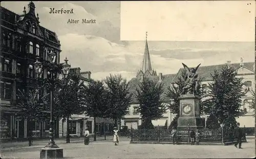 Ak Herford in Westfalen, Alter Markt, Denkmal