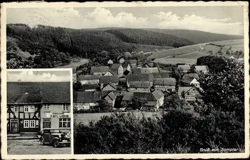 Ak Somplar Bromskirchen in Hessen, Gesamtansicht, Gasthaus