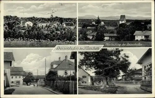 Ak Deisenhofen Oberhaching Oberbayern, Panorama, Straßenpartie