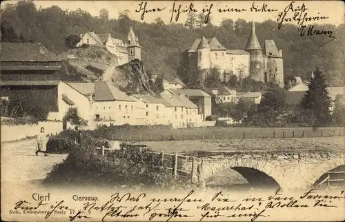 Ak Clervaux Clerf Luxembourg, Ortsansicht, Schloss