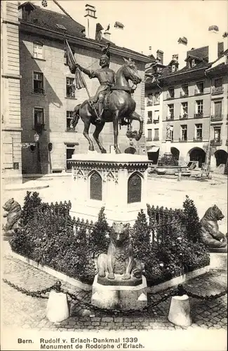 Ak Bern Stadt Schweiz, Rudolf von Erlach-Denkmal