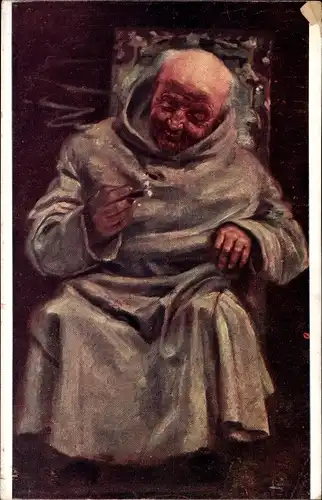 Künstler Ak Ripota, Ein Kenner, Mönch mit Zigarre