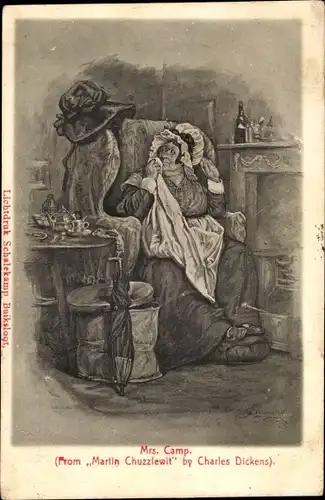 Künstler Ak Martin Chuzzlewit, Mrs. Camp, Charles Dickens