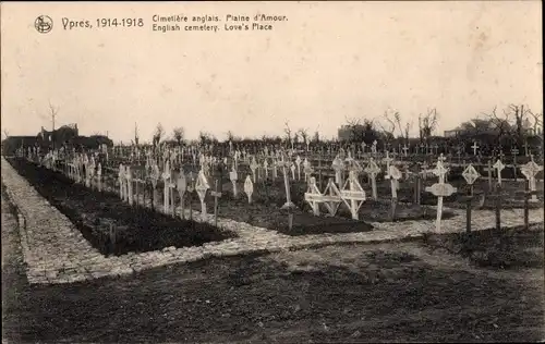 Ak Ypern Ypern Westflandern, Englischer Friedhof, Plaine d&#39;Amour