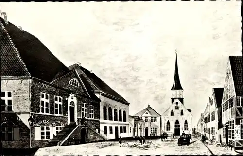 Ak Itzehoe in Holstein, Rats- und Ständehaus und die Nikolaikapelle von 1835