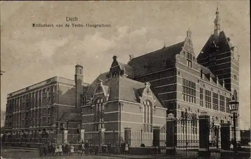 Ak Delft Südholland Niederlande, Bibliotheek van de Techn. Hoogeschool