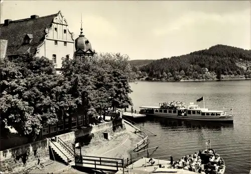 Ak Saalburg in Thüringen, HO Hotel Kranich, Ausflugsschiffe