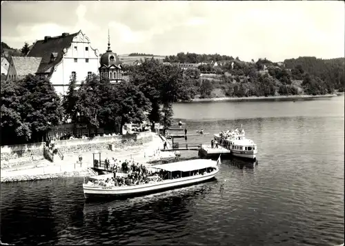 Ak Saalburg in Thüringen, HO Hotel Kranich, Ausflugsschiffe