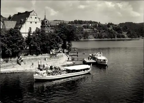 Ak Saalburg in Thüringen, HO Hotel Kranich, Ausflugsschiffe