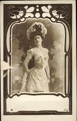 Passepartout Ak Schauspielerin Rabuleau, Portrait