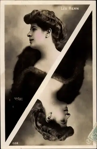 Ak Schauspielerin Leo Renn, gespiegeltes Seitenportrait