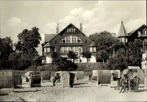 Ak Ostseebad Bansin Heringsdorf auf Usedom, FDGB Erholungsheim Seehof, Strand