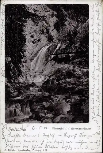 Ak Breitnau im Schwarzwald, Höllental, Wasserfall in der Ravennaschlucht