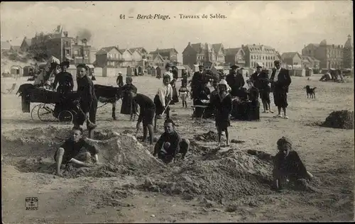 Ak Berck Plage Pas de Calais, Travaux de Sables